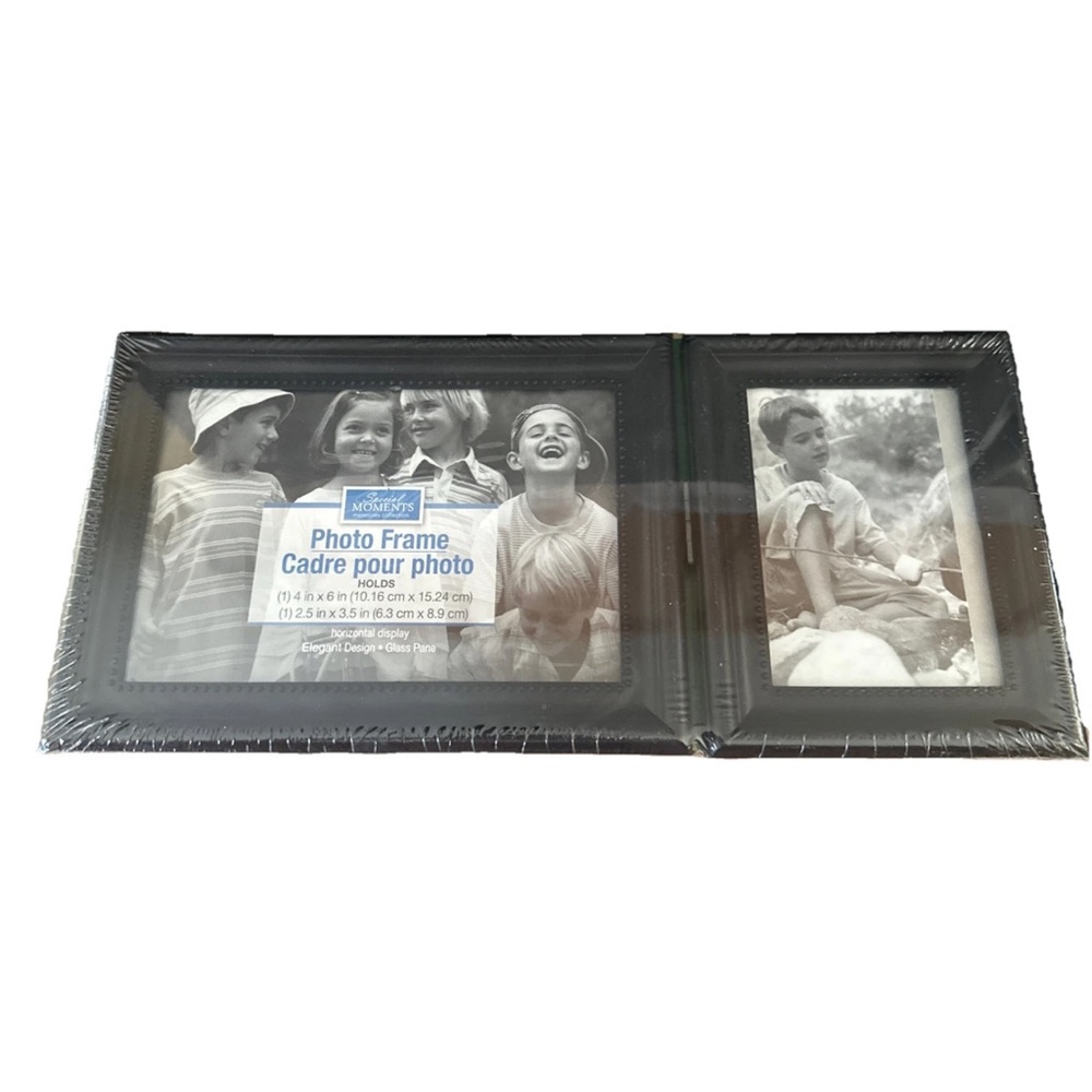 NEW Special Moments 2 Black Horizontal Frames Hinged Together 4”x6” & 2.5”x 3.5”